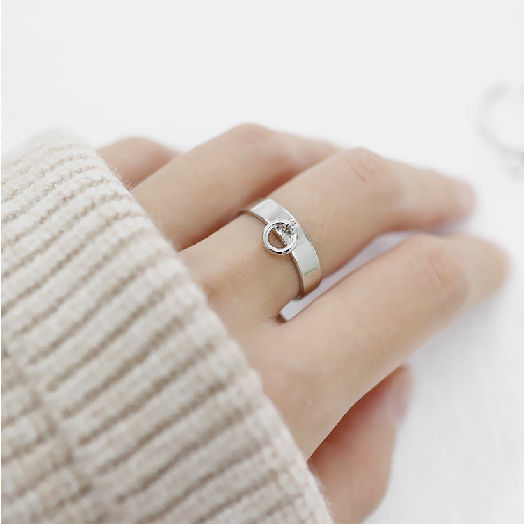 Lovcia 925 Sterling Silver 6mm Circle Style Adjustable Ring-Rings-