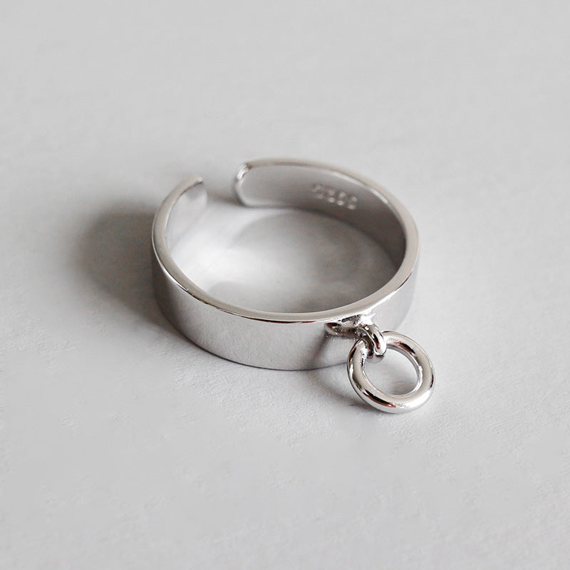 Lovcia 925 Sterling Silver 6mm Circle Style Adjustable Ring-Rings-