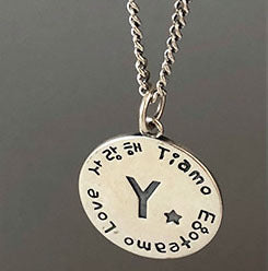 Lovcia 925 Sterling Silver A to Z Coin Pendant 17mm-Jewelry Making Kits-Y-