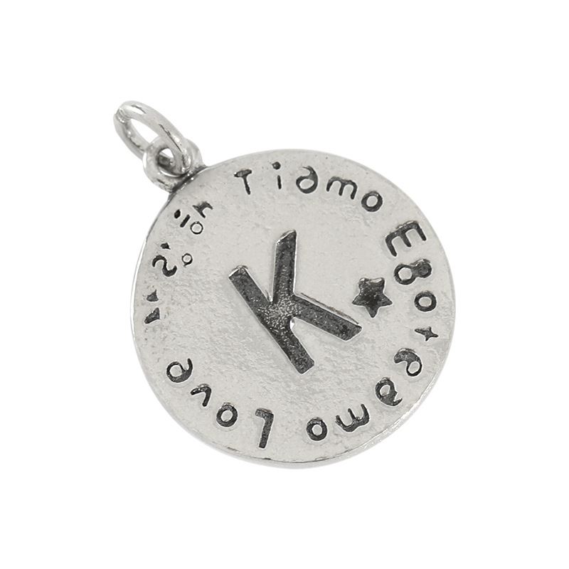 Lovcia 925 Sterling Silver A to Z Coin Pendant 17mm-Jewelry Making Kits-Z-