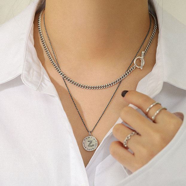 Lovcia 925 Sterling Silver A to Z Coin Pendant 17mm-Jewelry Making Kits-Z-