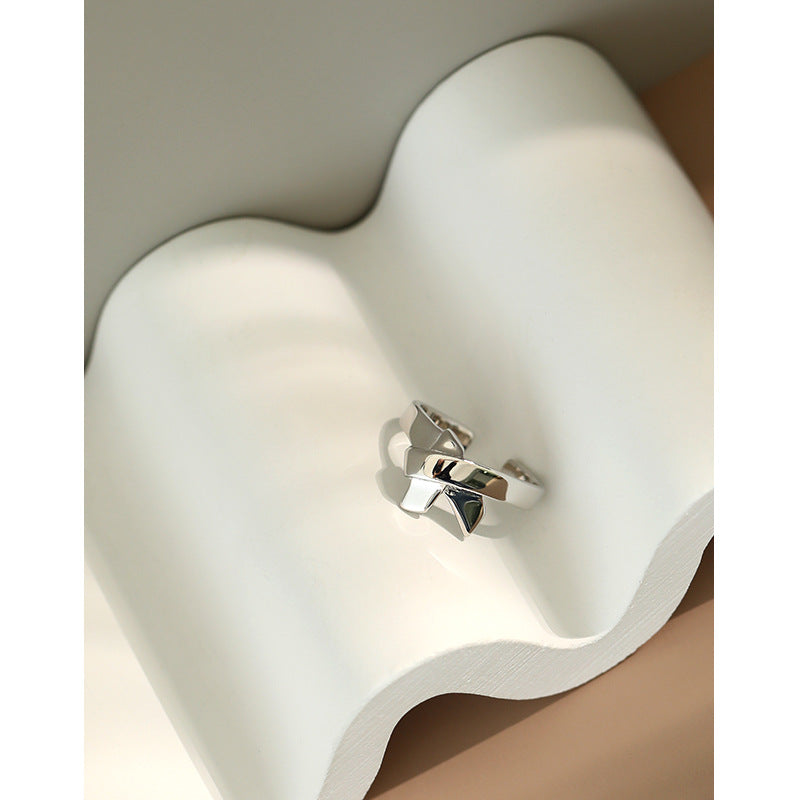 Lovcia 925 Sterling Silver Adjustable Bow Ring Gold Plated-Rings-Yellow Gold-Yellow Gold