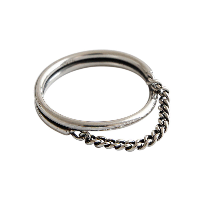 Lovcia 925 Sterling Silver Adjustable Chain Ring Open-Rings-Vintage-Vintage