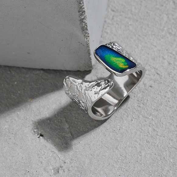 Lovcia 925 Sterling Silver Adjustable Cloisonne Enamel Ring-Rings-