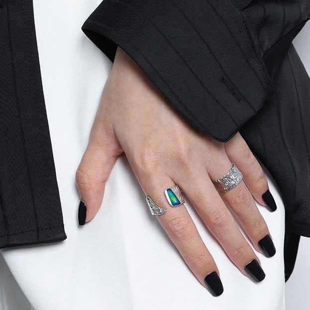 Lovcia 925 Sterling Silver Adjustable Cloisonne Enamel Ring-Rings-