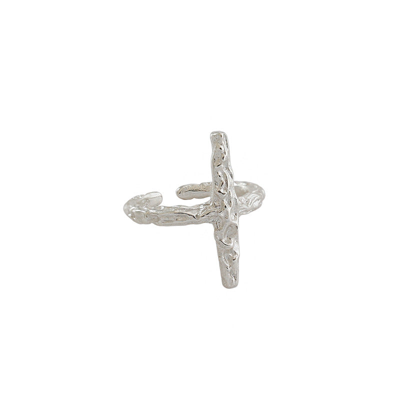 Lovcia 925 Sterling Silver Adjustable Cross Ring Gold-Rings-Yellow Gold-Yellow Gold