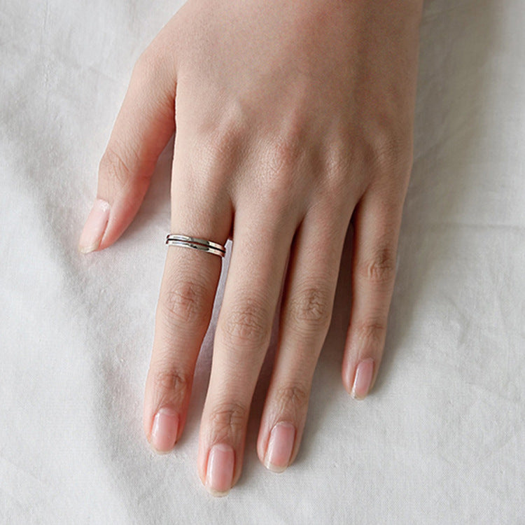Lovcia 925 Sterling Silver Adjustable Double Layer Ring-Rings-Vintage-Vintage