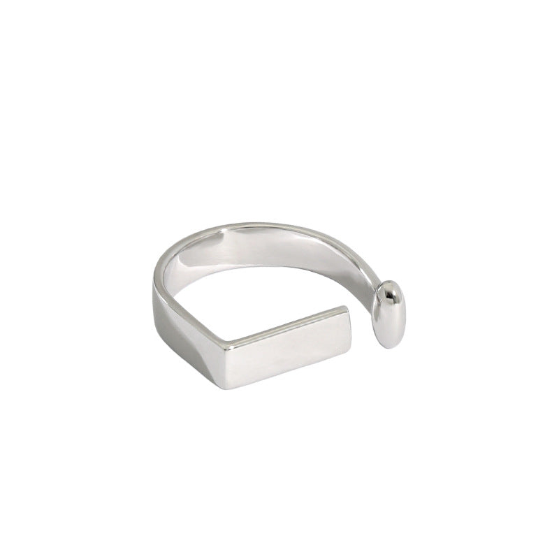 Lovcia 925 Sterling Silver Adjustable Gold Rectangle Ring-Rings-Rhodium-Rhodium