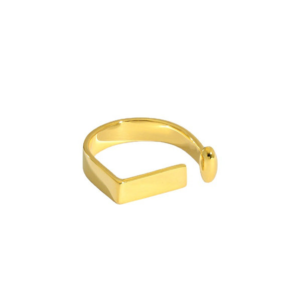 Lovcia 925 Sterling Silver Adjustable Gold Rectangle Ring-Rings-Yellow Gold-Yellow Gold