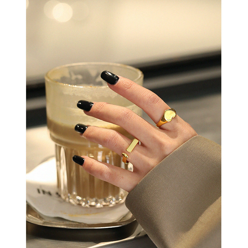 Lovcia 925 Sterling Silver Adjustable Gold Rectangle Ring-Rings-Yellow Gold-Yellow Gold