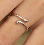 Lovcia 925 Sterling Silver Adjustable Gold Tail Ring-Rings-Rhodium-Rhodium