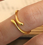 Lovcia 925 Sterling Silver Adjustable Gold Tail Ring-Rings-Yellow Gold-Yellow Gold
