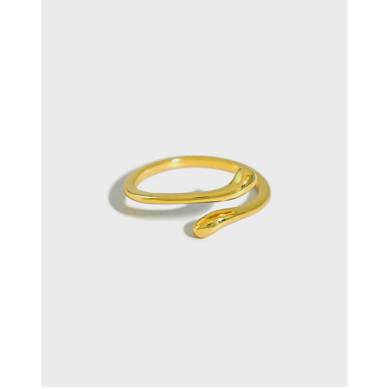 Lovcia 925 Sterling Silver Adjustable Gold Tail Ring-Rings-Yellow Gold-Yellow Gold
