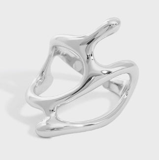 Lovcia 925 Sterling Silver Adjustable Hollow Geometry Ring-Rings-Silver-Silver