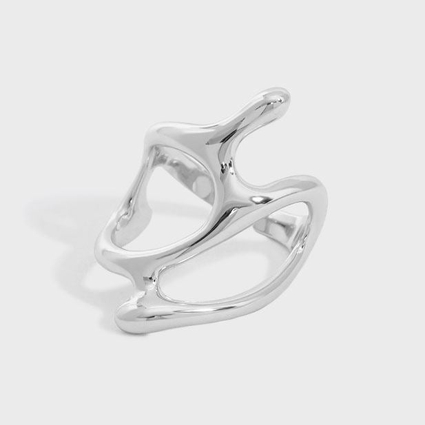 Lovcia 925 Sterling Silver Adjustable Hollow Geometry Ring-Rings-Yellow Gold-Yellow Gold