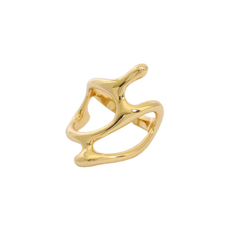 Lovcia 925 Sterling Silver Adjustable Hollow Geometry Ring-Rings-Yellow Gold-Yellow Gold