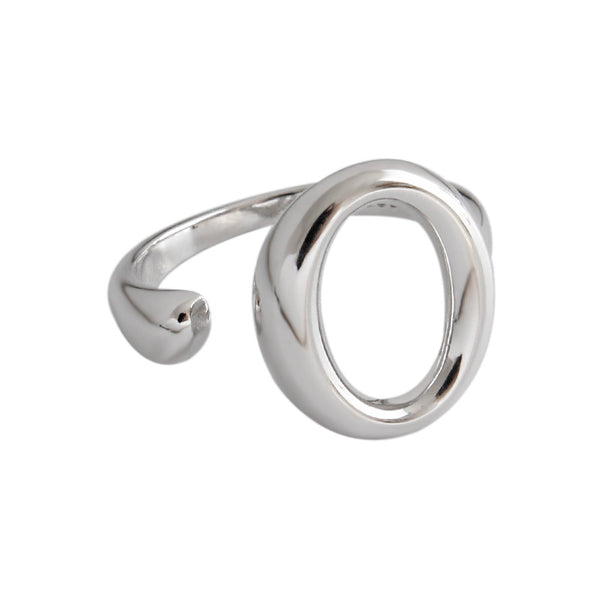 Lovcia 925 Sterling Silver Adjustable Open Circle Ring-Rings-Rhodium-Rhodium