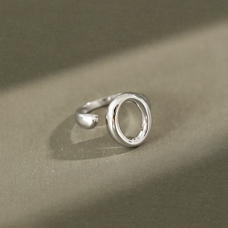 Lovcia 925 Sterling Silver Adjustable Open Circle Ring-Rings-Rhodium-Rhodium