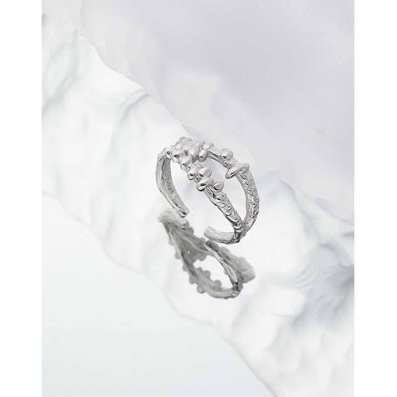 Lovcia 925 Sterling Silver Adjustable Open Mouth Ring-Rings-Rhodium-Rhodium