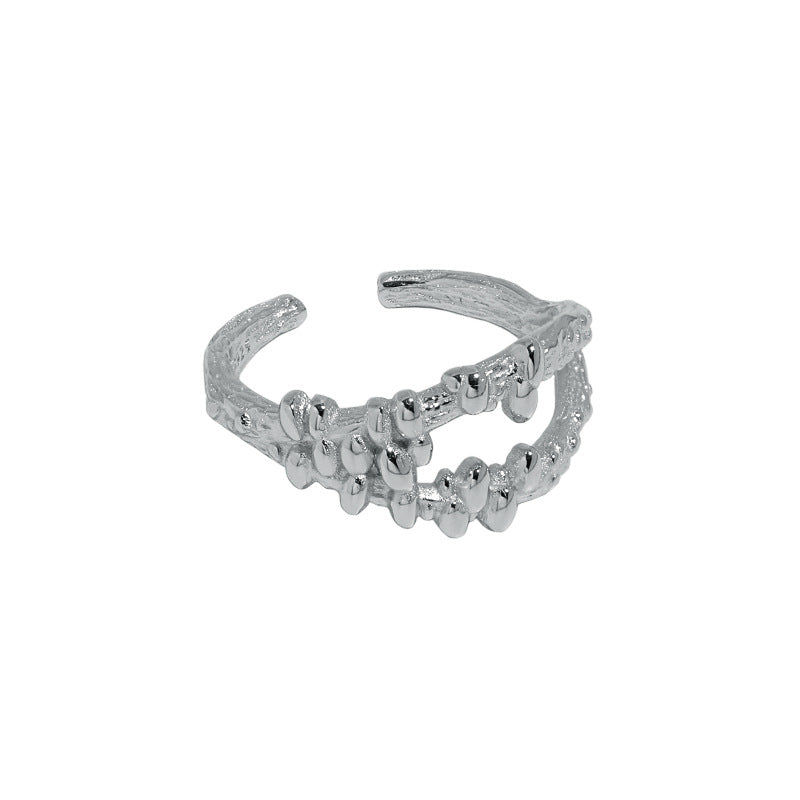 Lovcia 925 Sterling Silver Adjustable Open Mouth Ring-Rings-Rhodium-Rhodium