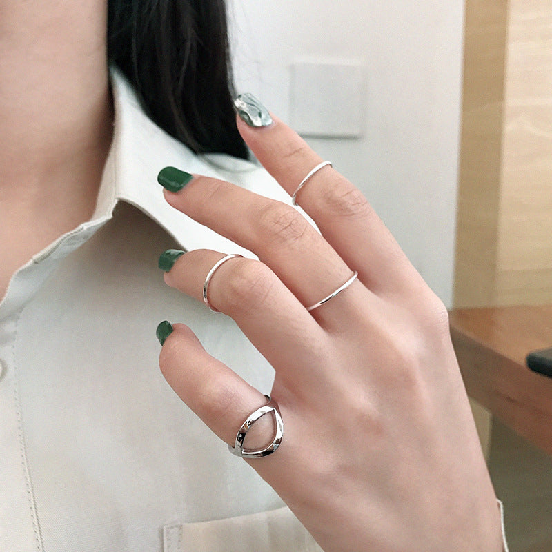 Lovcia 925 Sterling Silver Adjustable Open Mouth Ring-Rings-Rhodium & US 4-Rhodium & US 4