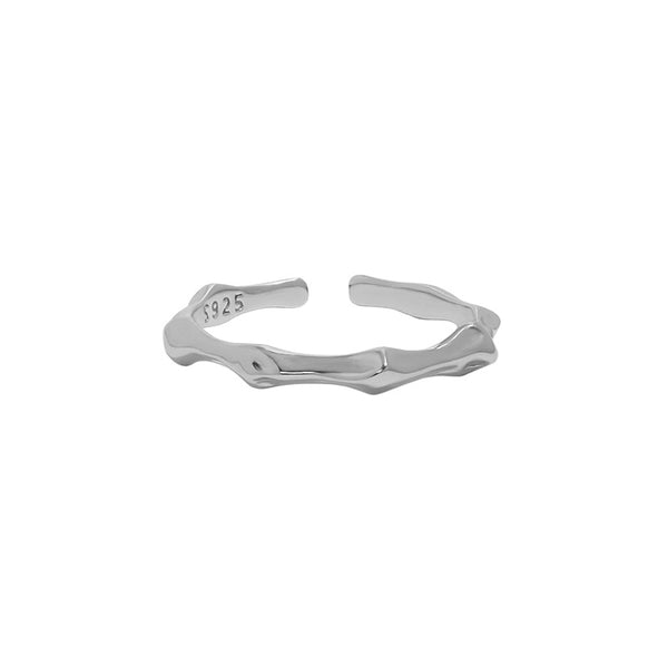 Lovcia 925 Sterling Silver Adjustable Ring Bamboo Joint-Rings-Rhodium-Rhodium