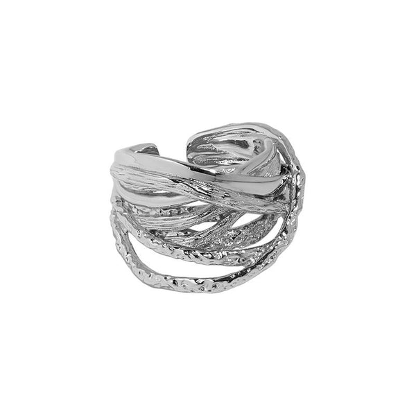 Lovcia 925 Sterling Silver Adjustable Ring Cross Design-Rings-