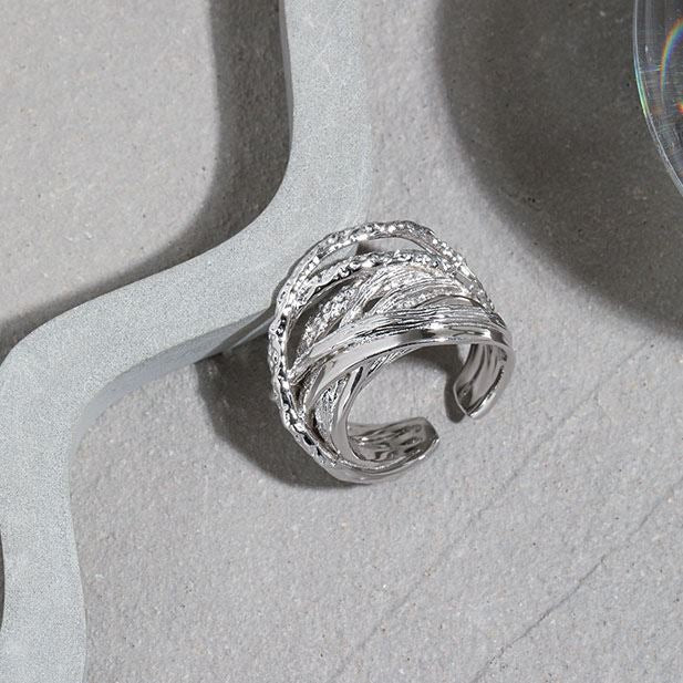 Lovcia 925 Sterling Silver Adjustable Ring Cross Design-Rings-