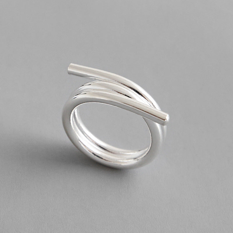 Lovcia 925 Sterling Silver Adjustable Ring Cross Design-Rings-Rhodium-Rhodium
