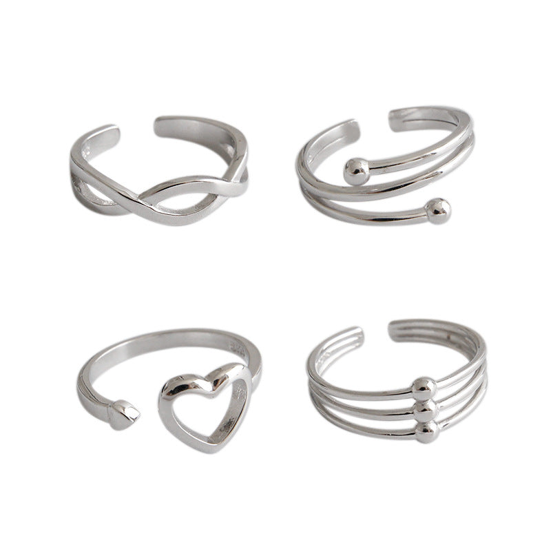 Lovcia 925 Sterling Silver Adjustable Ring Cross Heart-Rings-#416-#416
