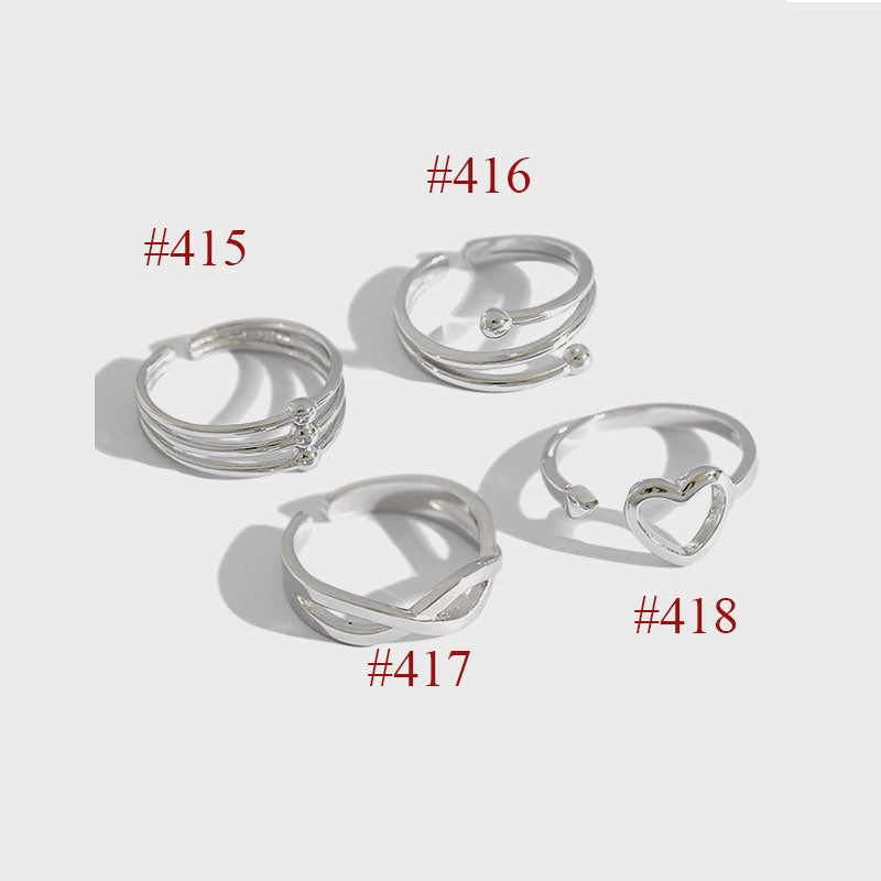 Lovcia 925 Sterling Silver Adjustable Ring Cross Heart-Rings-#416-#416