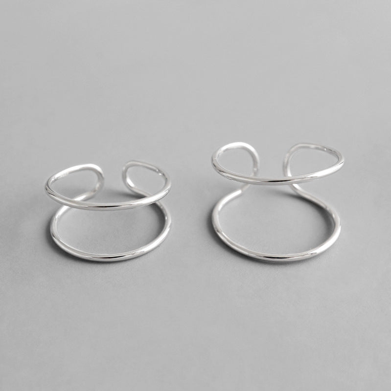 Lovcia 925 Sterling Silver Adjustable Ring Double Layer-Rings-#265 Narrow Ring-#265 Narrow Ring