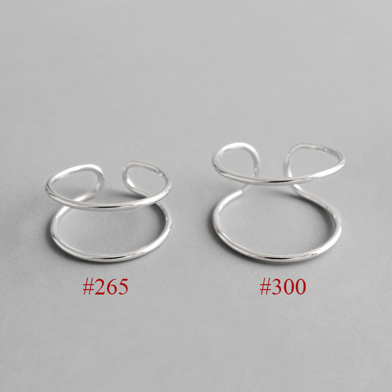 Lovcia 925 Sterling Silver Adjustable Ring Double Layer-Rings-#265 Narrow Ring-#265 Narrow Ring