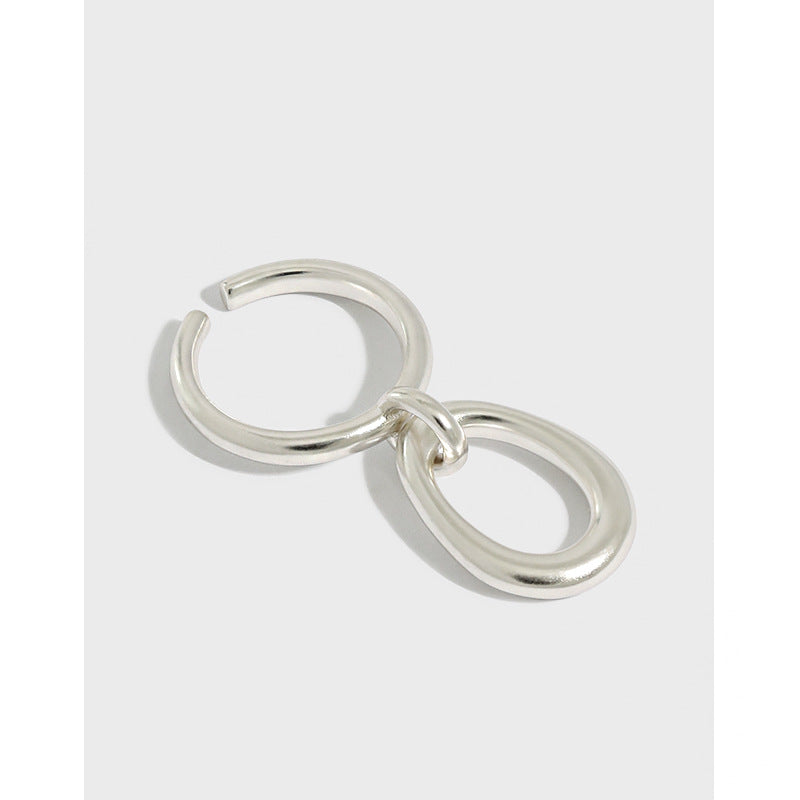 Lovcia 925 Sterling Silver Adjustable Ring Double Loop-Rings-Rhodium-Rhodium