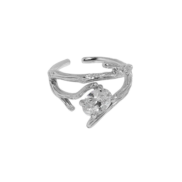 Lovcia 925 Sterling Silver Adjustable Ring Gold CZ Oval-Rings-Yellow Gold-