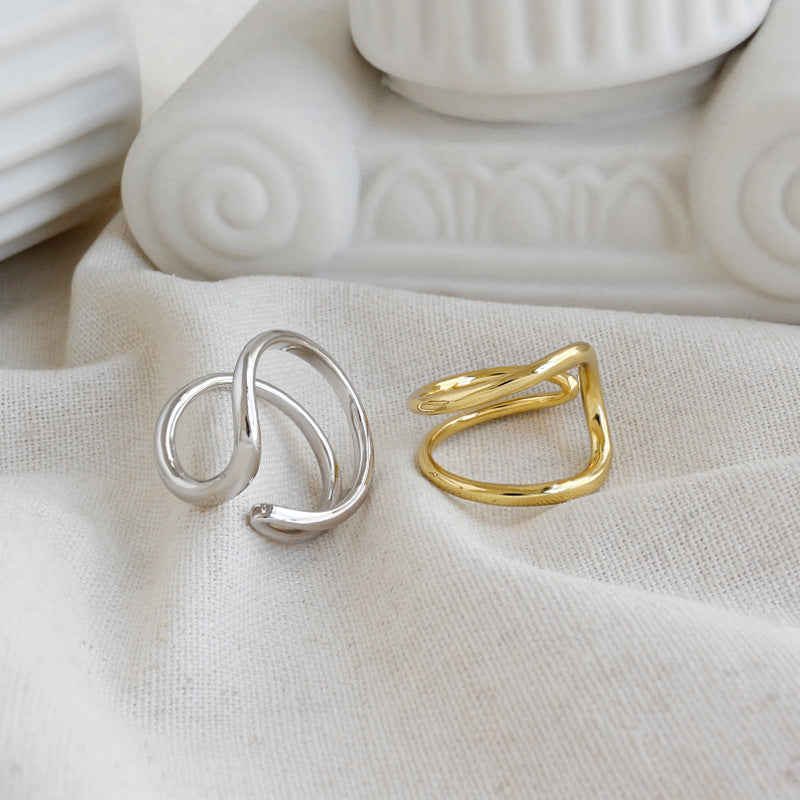 Lovcia 925 Sterling Silver Adjustable Ring Gold Plated-Rings-Yellow Gold-Yellow Gold