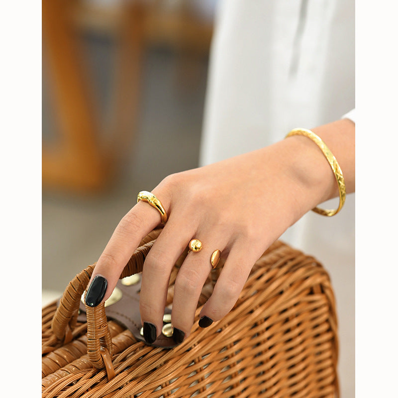 Lovcia 925 Sterling Silver Adjustable Ring Gold Plated-Rings-Yellow Gold-Yellow Gold