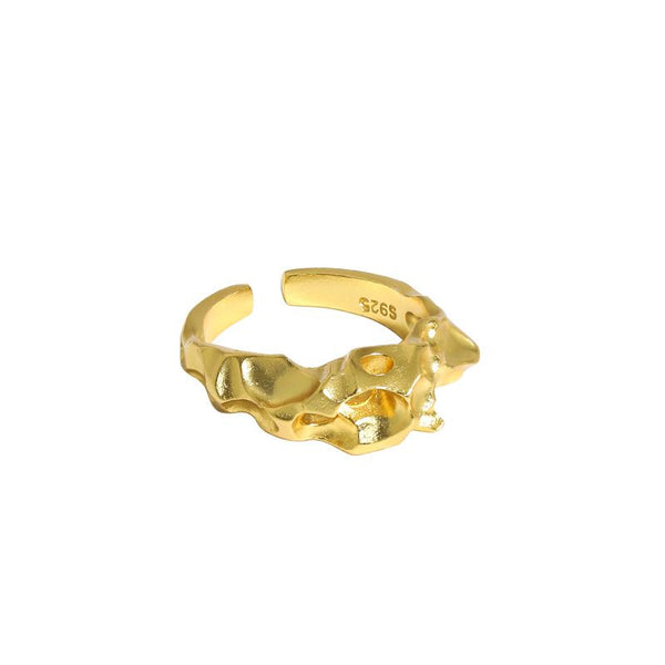 Lovcia 925 Sterling Silver Adjustable Ring Gold Tone-Rings-