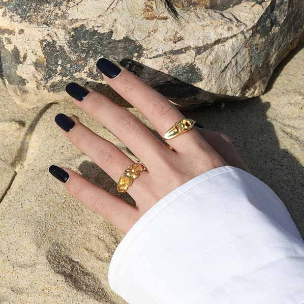 Lovcia 925 Sterling Silver Adjustable Ring Gold Tone-Rings-