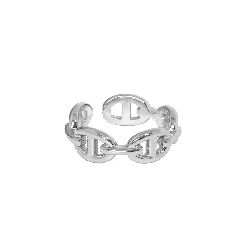 Lovcia 925 Sterling Silver Adjustable Ring Gold Tone Chain-Rings-Silver-Silver