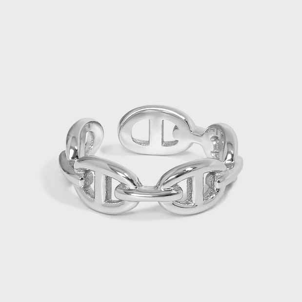 Lovcia 925 Sterling Silver Adjustable Ring Gold Tone Chain-Rings-Yellow Gold-Yellow Gold