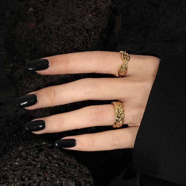 Lovcia 925 Sterling Silver Adjustable Ring Gold Tone Chain-Rings-Yellow Gold-Yellow Gold