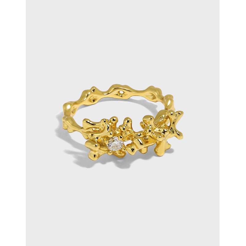 Lovcia 925 Sterling Silver Adjustable Ring Gold Tone CZ-Rings-Yellow Gold-Yellow Gold