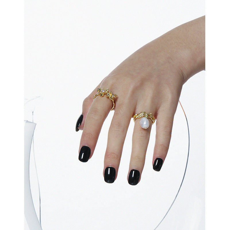 Lovcia 925 Sterling Silver Adjustable Ring Gold Tone CZ-Rings-Yellow Gold-Yellow Gold