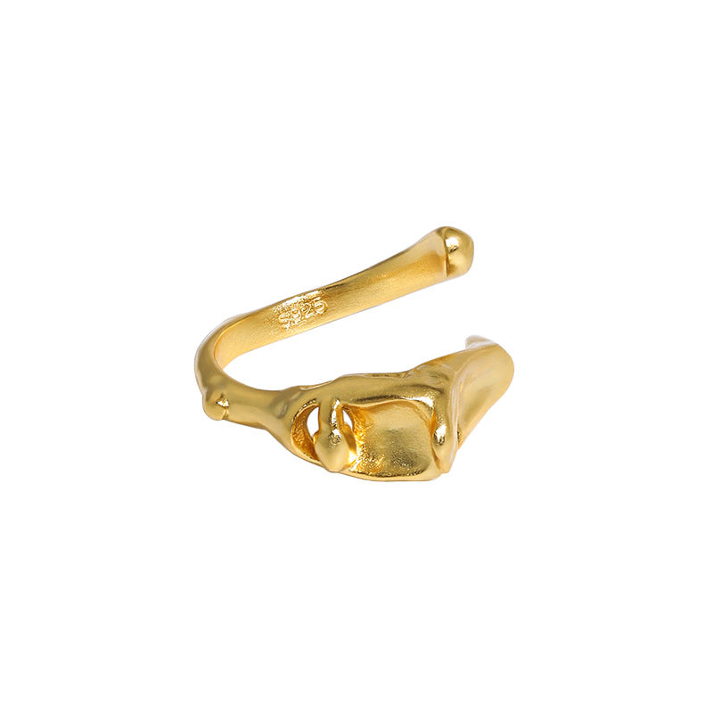 Lovcia 925 Sterling Silver Adjustable Ring Gold Tone-Rings-Yellow Gold-Yellow Gold