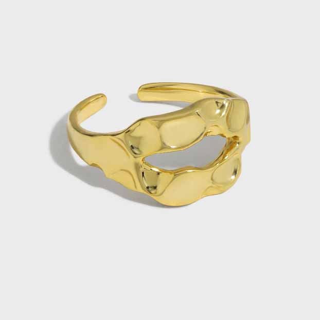 Lovcia 925 Sterling Silver Adjustable Ring Gold Tone-Rings-Yellow Gold-Yellow Gold