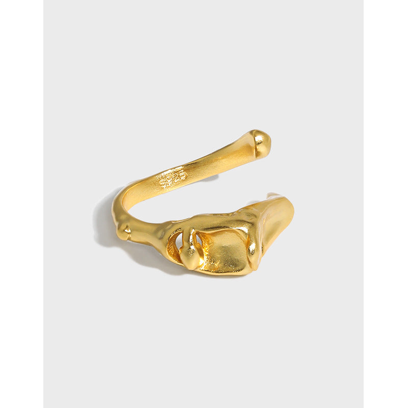 Lovcia 925 Sterling Silver Adjustable Ring Gold Tone-Rings-Yellow Gold-Yellow Gold