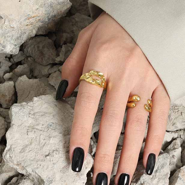 Lovcia 925 Sterling Silver Adjustable Ring Gold Tone-Rings-Yellow Gold-Yellow Gold