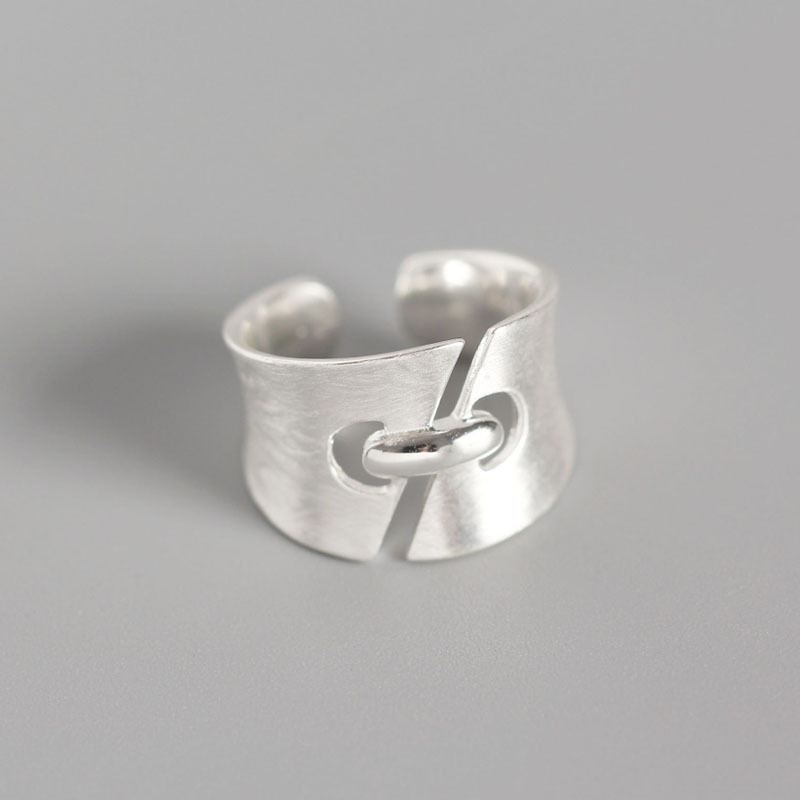 Lovcia 925 Sterling Silver Adjustable Ring Hollow Design-Rings-