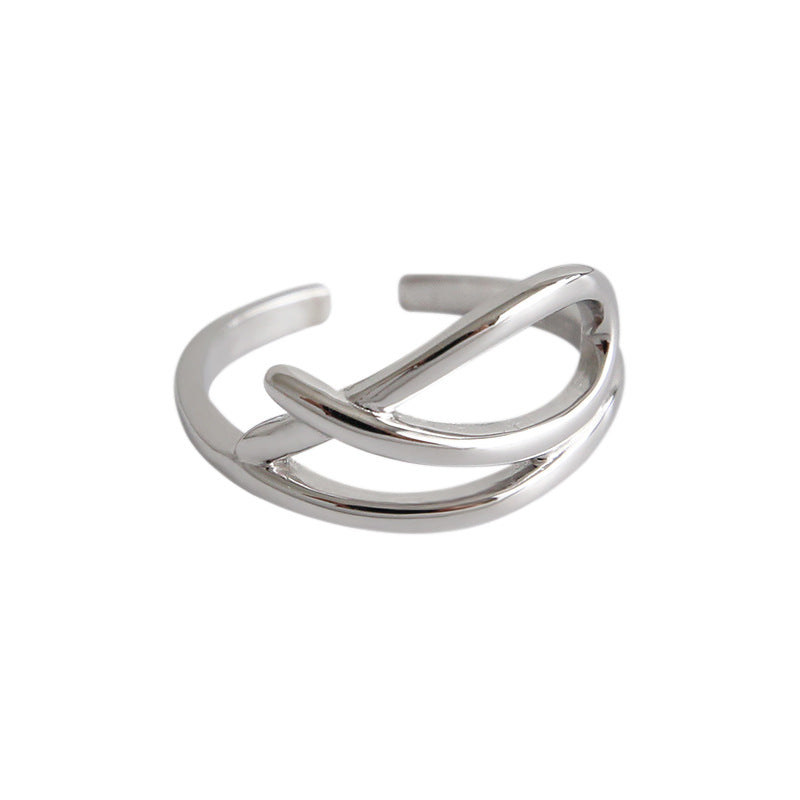 Lovcia 925 Sterling Silver Adjustable Ring Hollow Fish-Rings-Rhodium-Rhodium